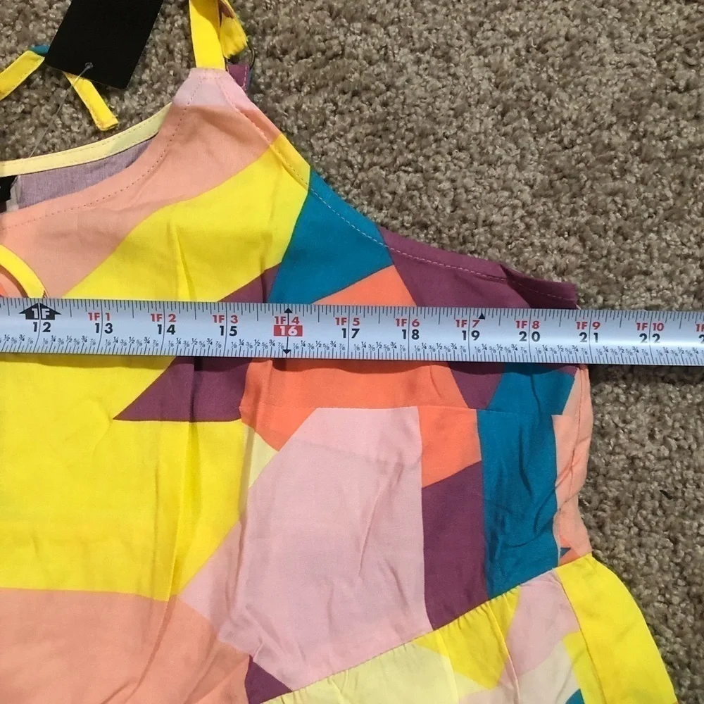 Torrid Challis Tiered Tie-Front Cami Bright Geometric Print 0X - Picture 11 of 13